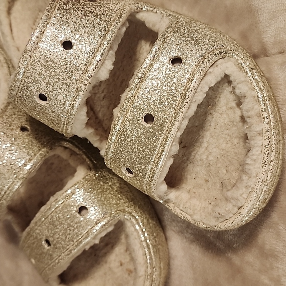 CROCS Gold Glitter Slippers Slides - Picture 2 of 5